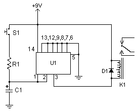 4011 CMOS与非门IC构建的延时继电器