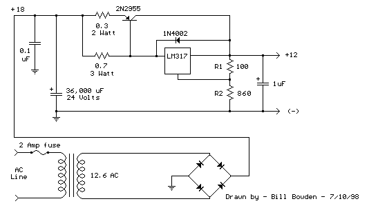 LM317T稳压器，带扩流晶体管