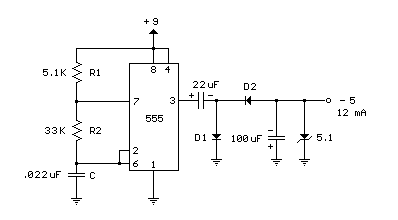从9伏电池产生5伏负电压