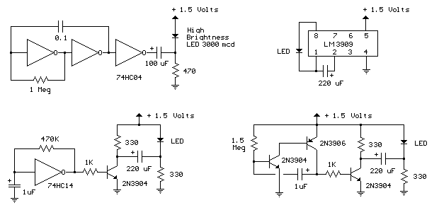 1.5伏的LED闪光器（四电路）