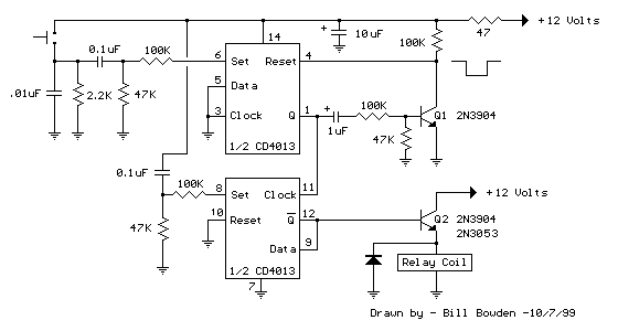 CMOS型触发器CD4013控制继电器