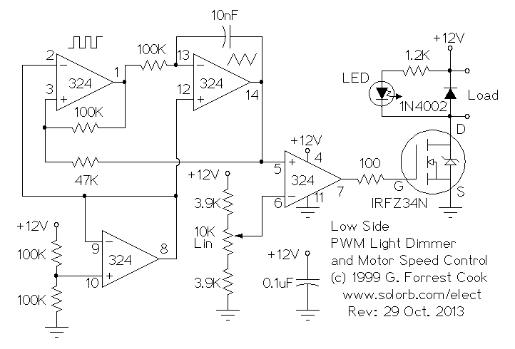 12V脉宽调制(PWM)电机/灯光控制器