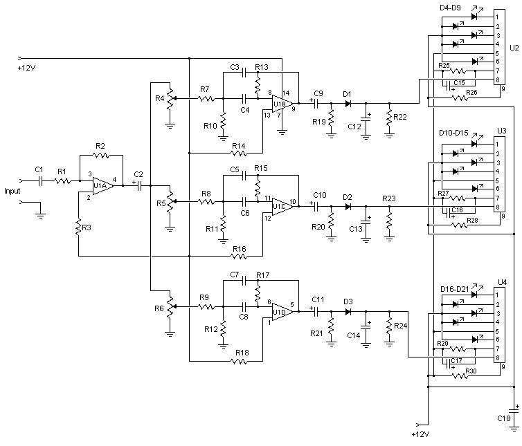 三通道音频频谱显示器