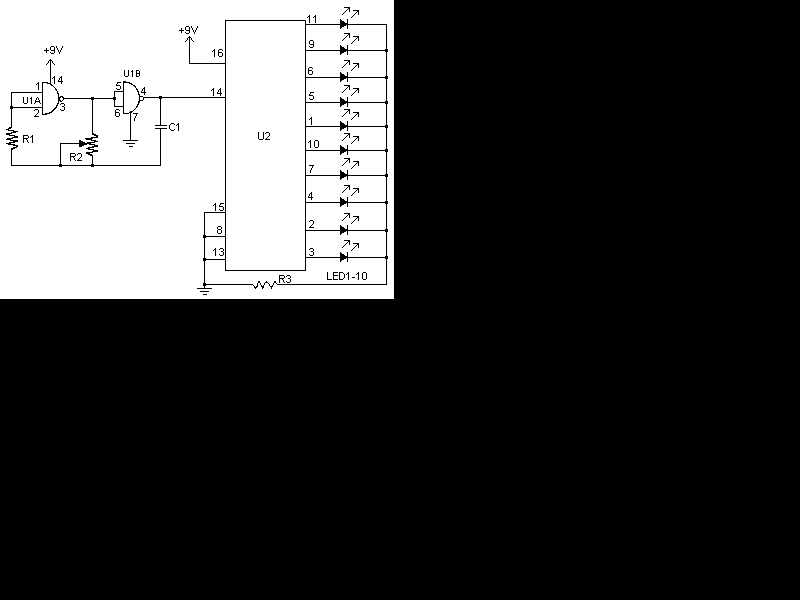 4011和4017芯片制作LED追逐灯电路