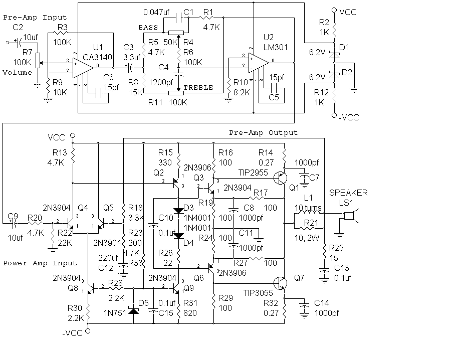 1975年制作的14瓦音频放大器