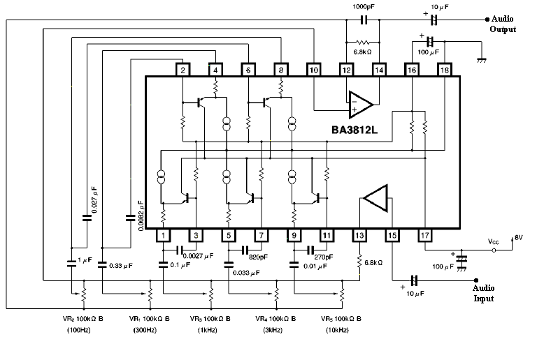 BA3812L五频段图形均衡器