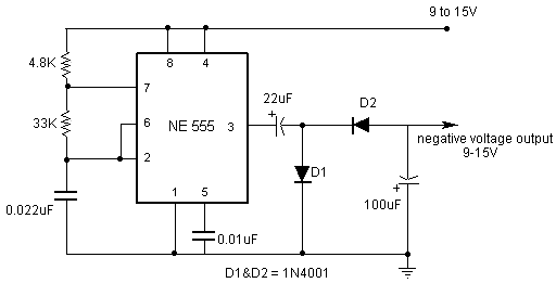 使用NE555从正电源获得负电源