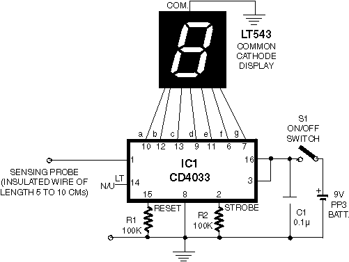 CD4033芯片非接触式电源指示器