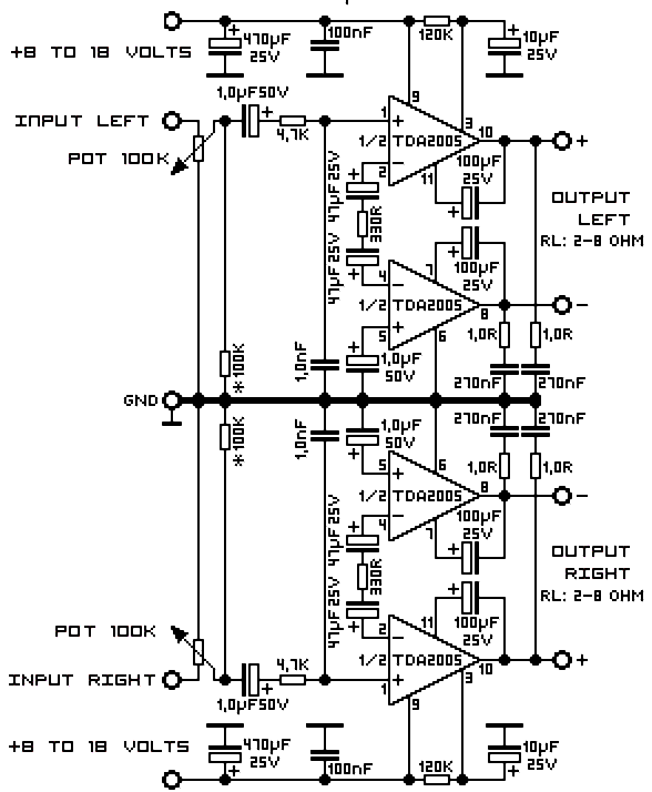 TDA2005构建20瓦立体声放大器