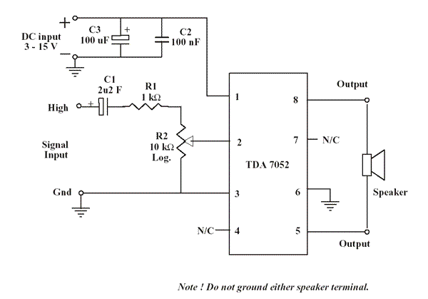 TDA7052 一瓦单声道放大器