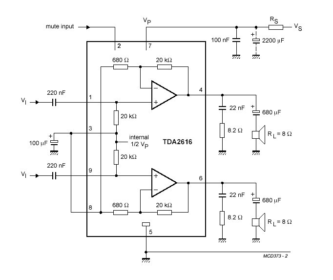 TDA2616集成电路立体声音频放大器