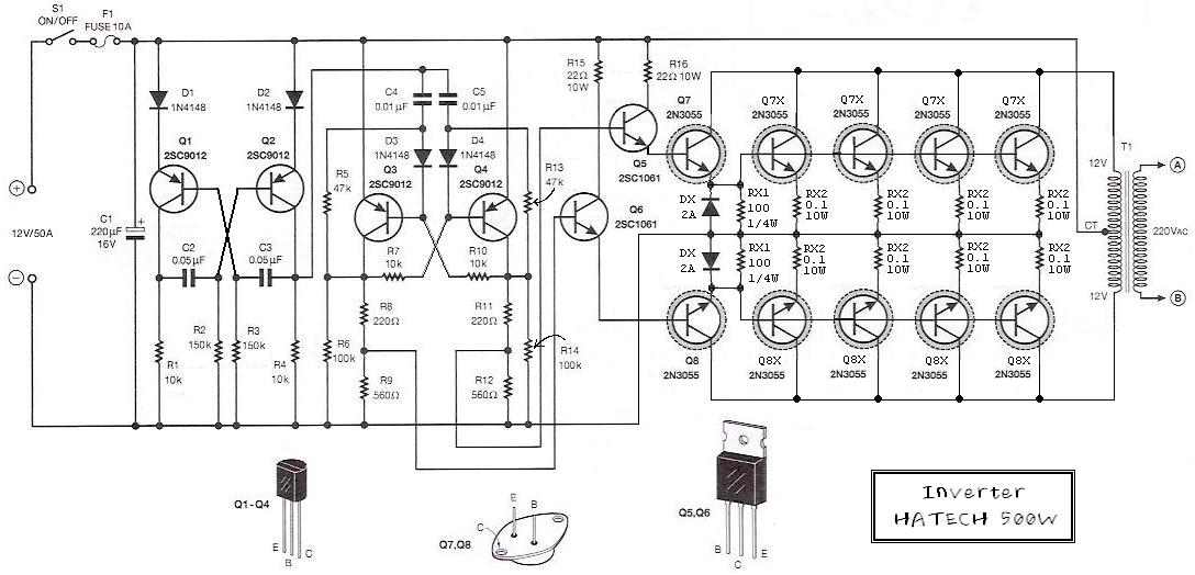 500W 12V至220V的逆变器