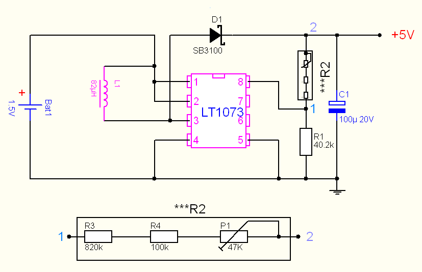 LT1073 1.5V至5V/12V DC－DC转换器