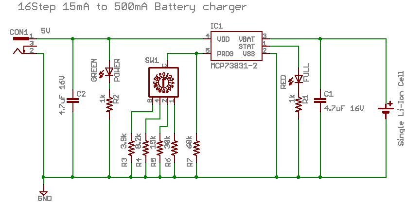 MCP73831集成电路锂电池充电器