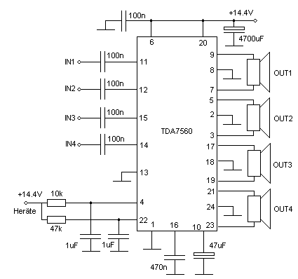 TDA7560 4×50瓦音频功率放大器