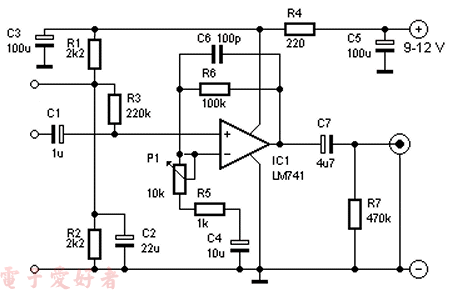 LM741麦克风前置放大器