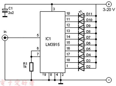 LM3915 LED音量电平表