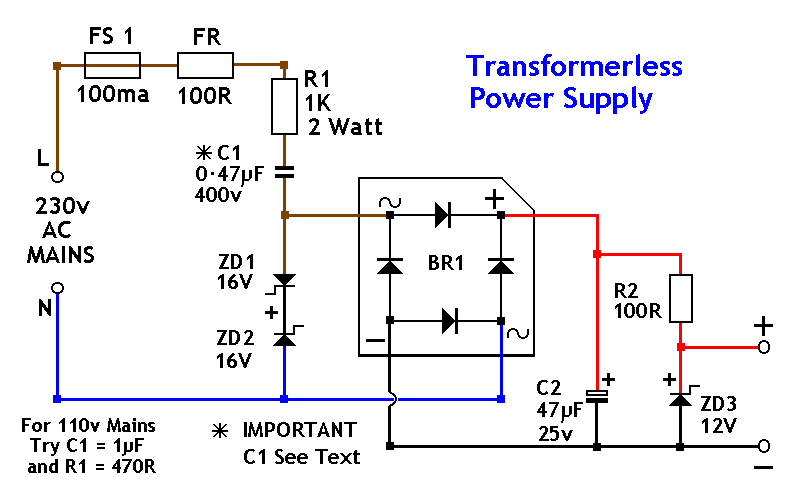 无变压器12V电源，阻容降压模式