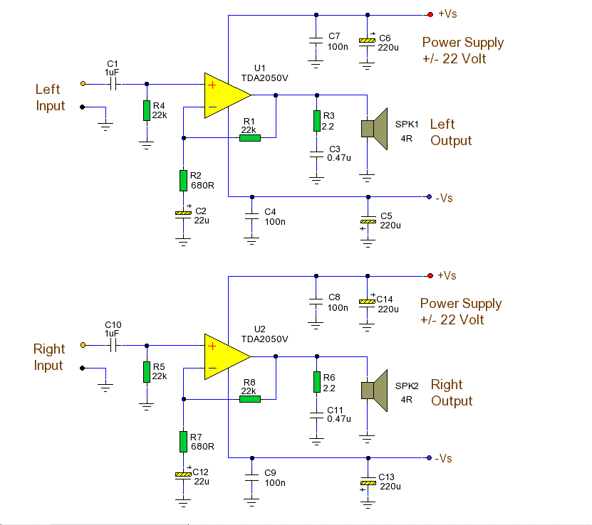 TDA2050集成电路32W音频功率放大器