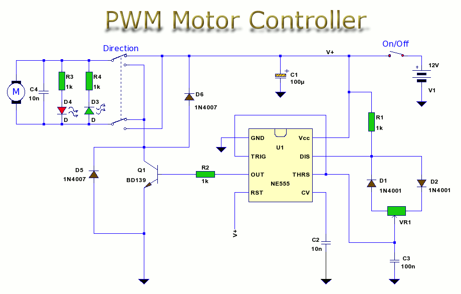 12V电机速度PWM控制电路